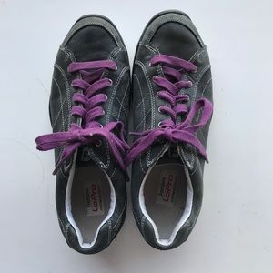 FootJoy LoPro charcoal gray with purple laces golf shoes size 8M